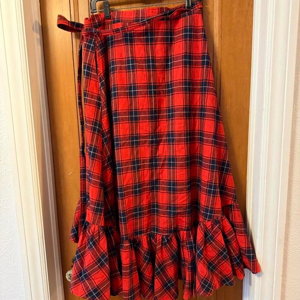 Kiel James Patrick Apple Pie Skillet red plaid midi skirt - Picture 8 of 8